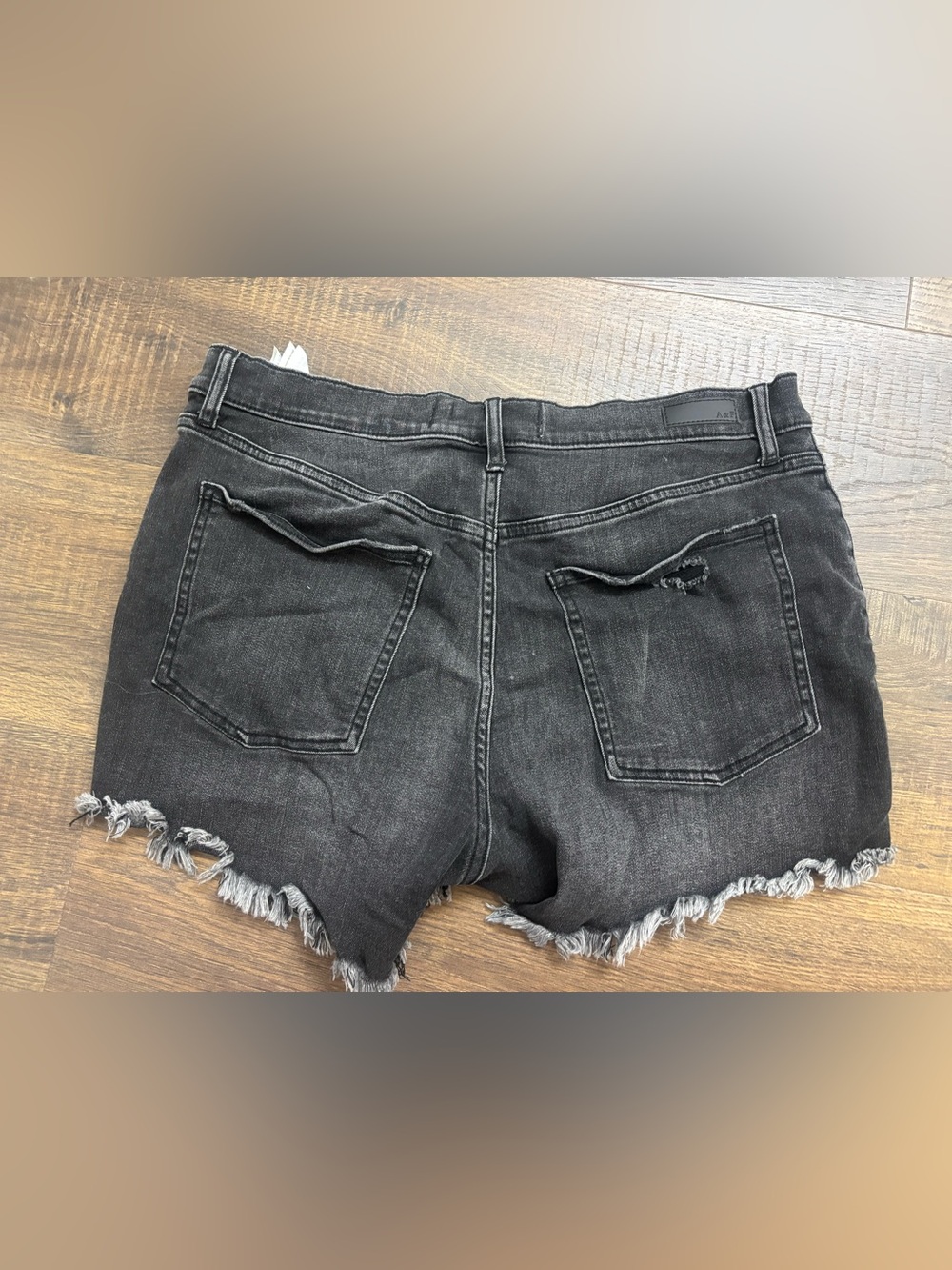 Abercrombie & Fitch Black Frayed Hem Denim Shorts